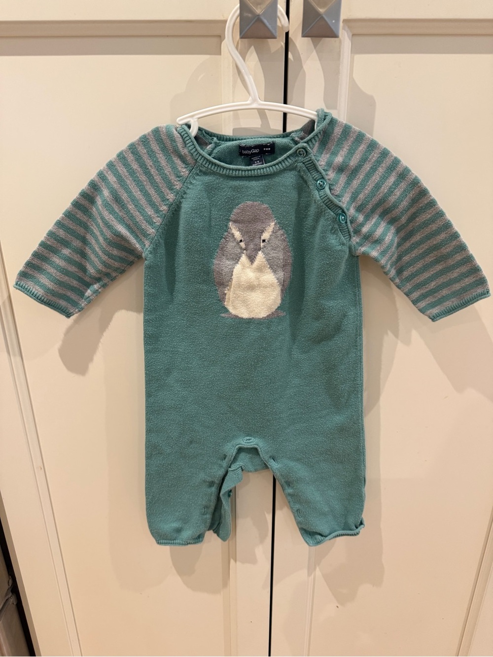 GAP 3-6m Teal Penguin Knit One-Piece for Kids